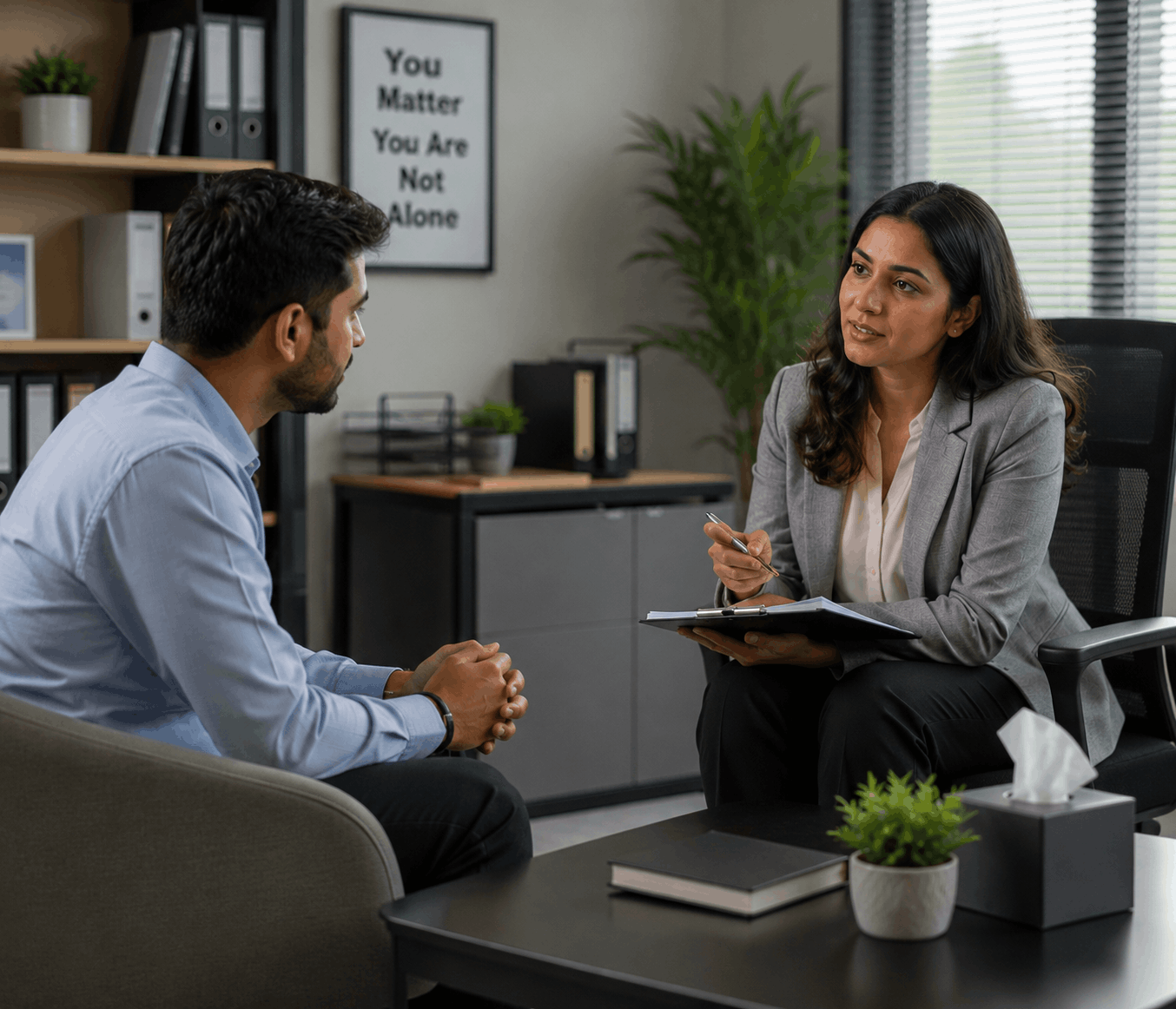 Counsellor guiding student